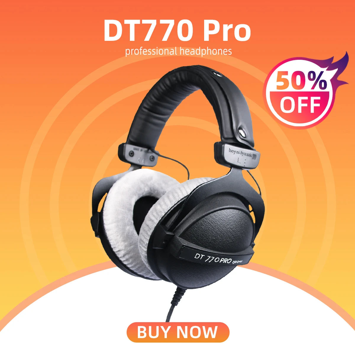 

Beyerdynamic DT 770 PRO DT770 Over-Ear Studio Headphones in Black. Closed Construction, Wired for Studio use, Ideal for Mixing