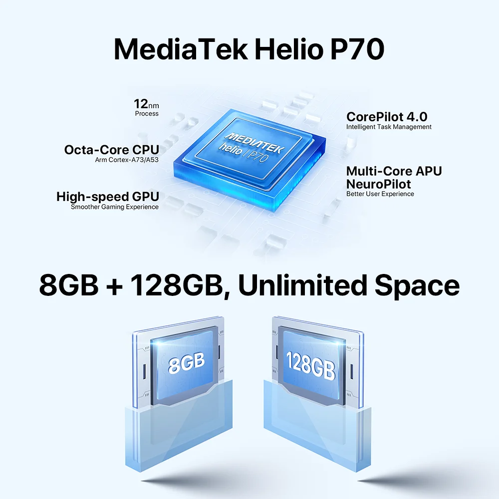 Разблокированный смартфон UMIDIGI F3 Android NFC Helio P70 8 ГБ 128 48 МП ии тройная камера дисплей