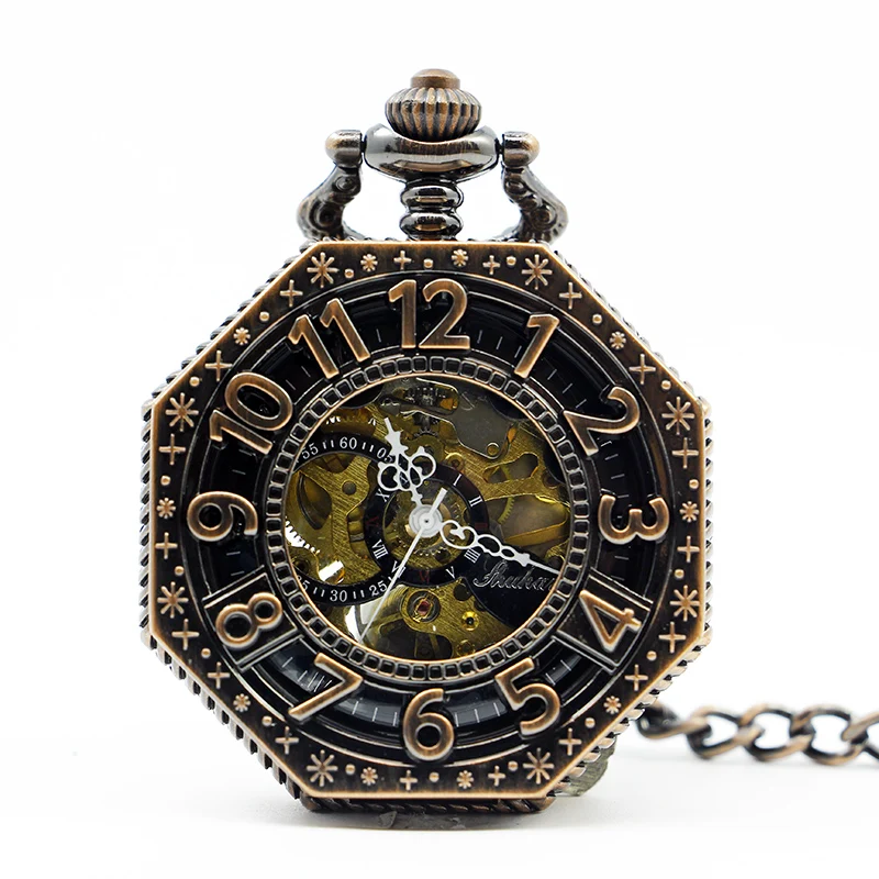 Mechanical Pocket Watch Men's Antique Vintage Collectible Hand Wind Watch Watches Mechanical Chain Pocket Watches For a Grandad