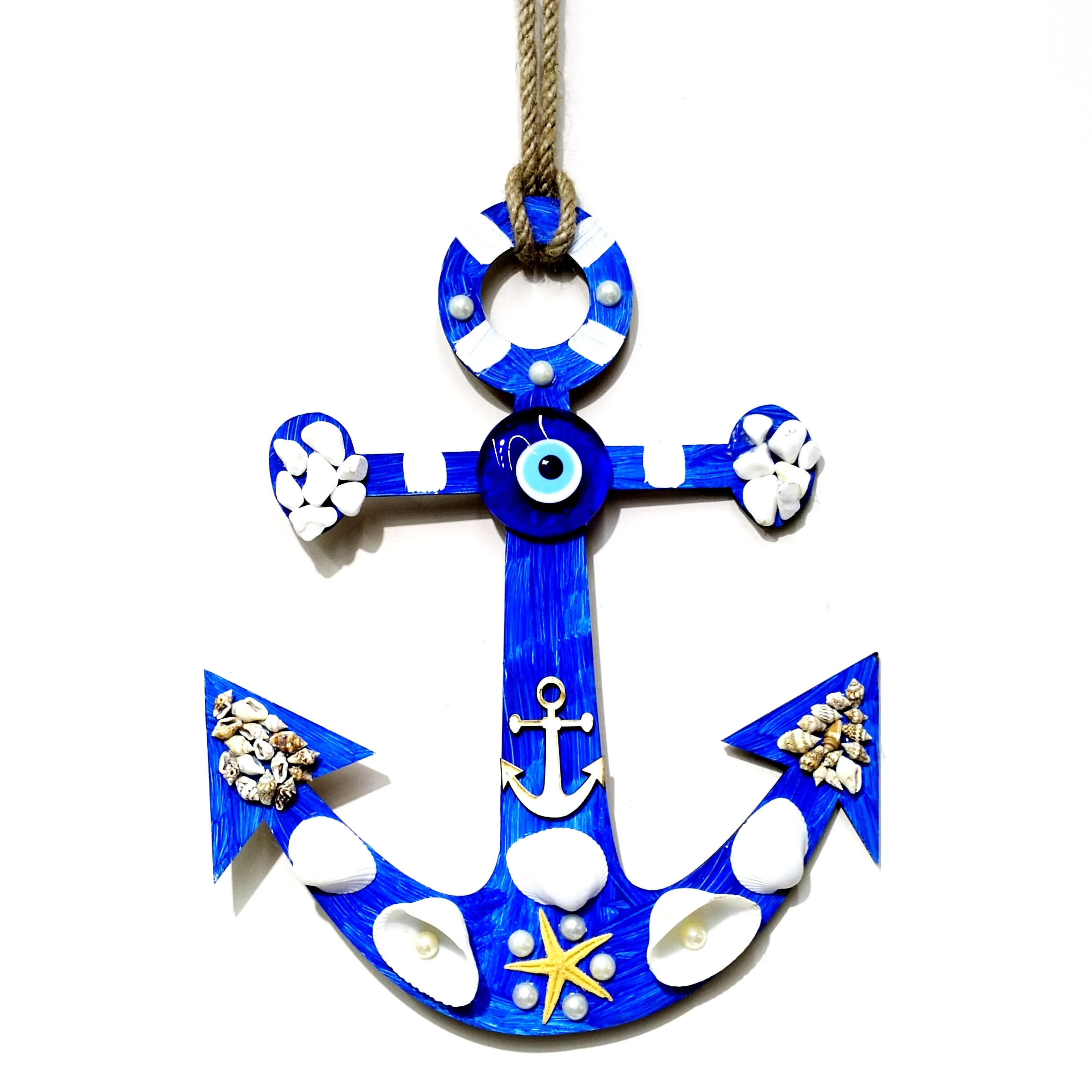 

Glass Evil Eye Beads Anchor Shaped Handmade Sailor Wall Ornament