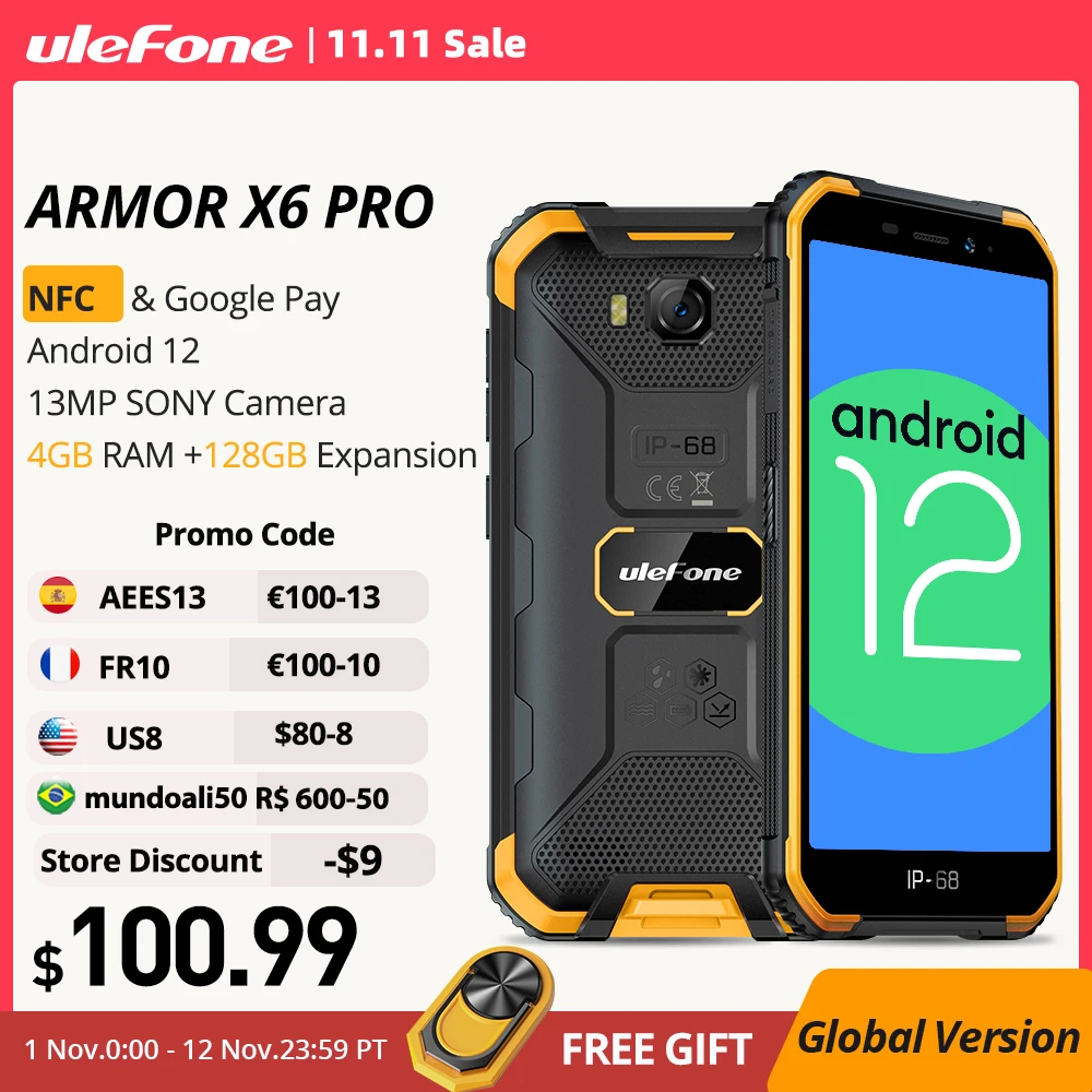Kup Osłona Ulefone X6 Pro Wytrzymały Wodoodporny Smartfon Android 12 Telefon Komórkowy Z NFC 4GB RAM 128GB Rozszerzenie 4000mAh Telefon Komórkowy Globalny