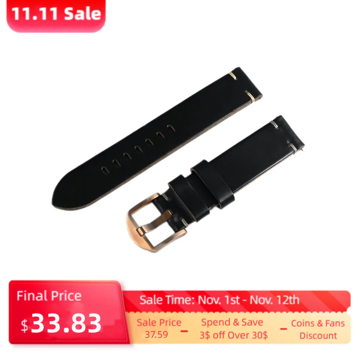 San Martin Quick Release Leather Watch Bands Premium Horween Cowhide Strap 20mm Flexible Replacement Watchbands Pin Buckle