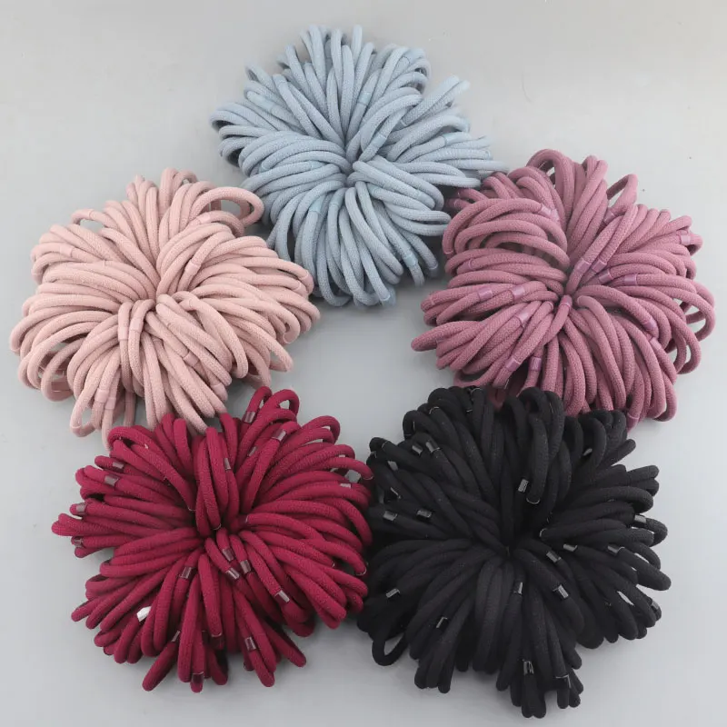 

100 шт. Толстая высокоэластичная повязка на голову для взрослых женщин Базовая обвязка для волос резинка для конского хвоста резинка для волос аксессуары для волос