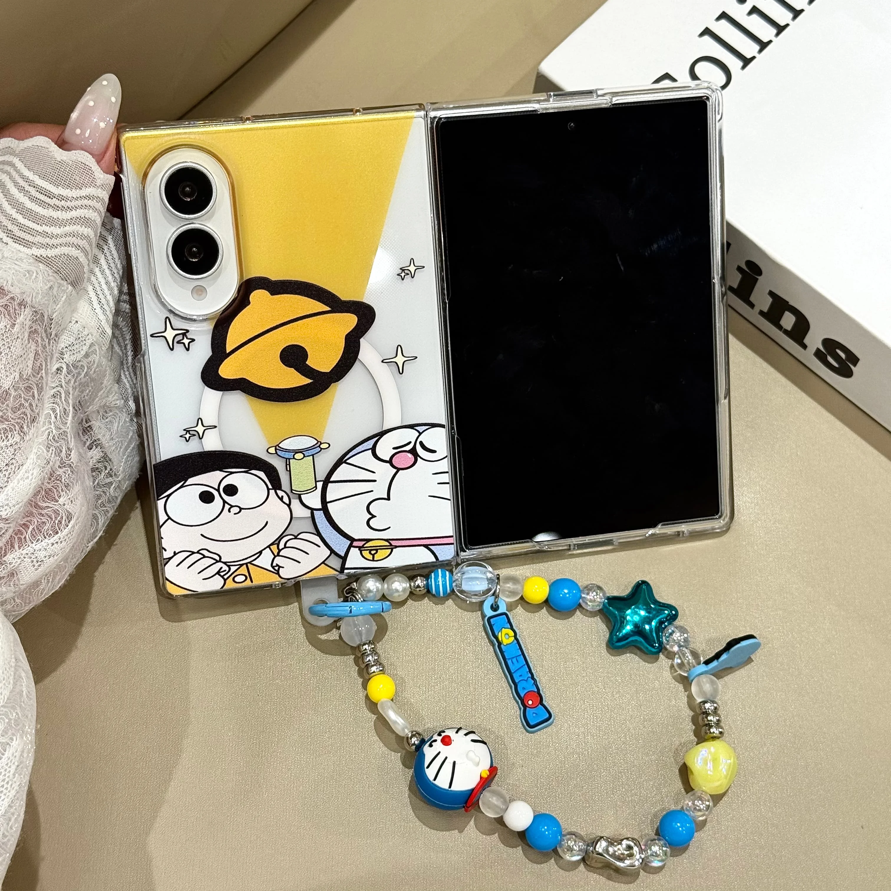Магнитный чехол для телефона Kawaii Doraemon для Samsung Galaxy Z Fold 8 Fold 3 4 5 6 7 8 Ultra с подставкой Magsafe и цепочкой, милые чехлы. (art.: 3920dcef36a8a) - 3920dcef36a8a