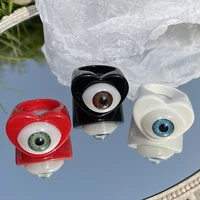 colorful love heart evil eye resin acrylic rings for women funny candy color gothic punk lucky eye finger ring party jewelry