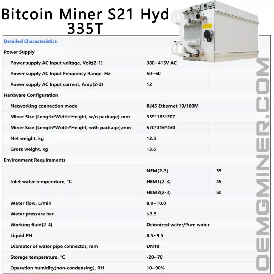 Лучшее предложение MD новый Bitmain Antminer S21 Hyd 335Th/s