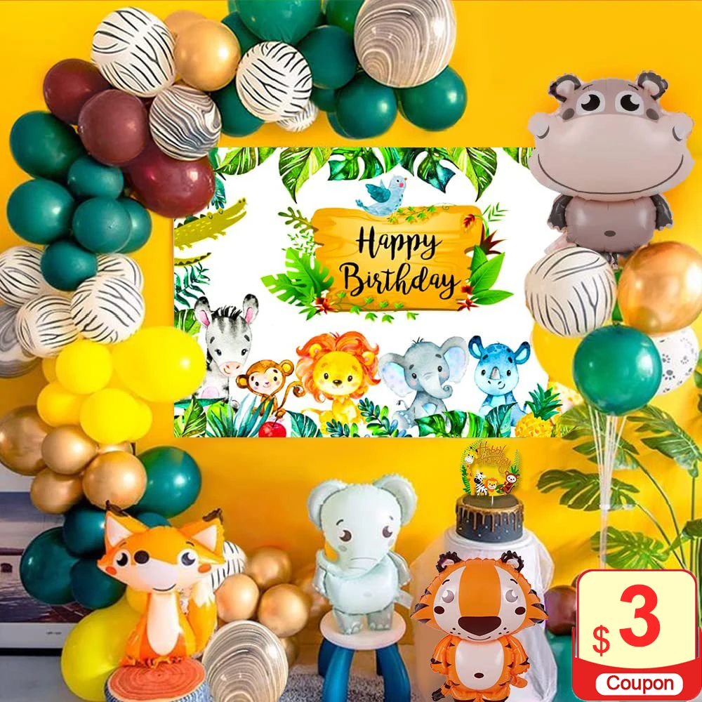 

Girl First Birthday Balloon Decor Jungle Safari Birthday Party Decorations for Kids Boy Baby Shower Gender Reveal Party Supplies