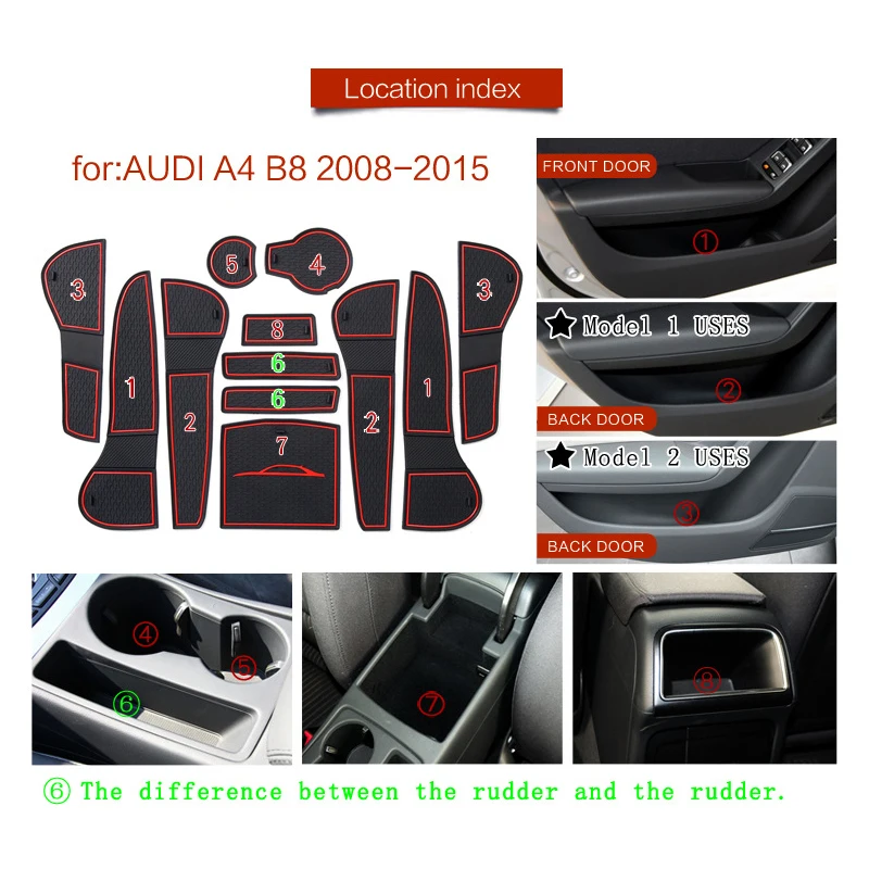Противоскользящие коврики для ворот прокладки кружек Audi A4 B8 8K 2008 2009 2010 2012 2013 2014 2015
