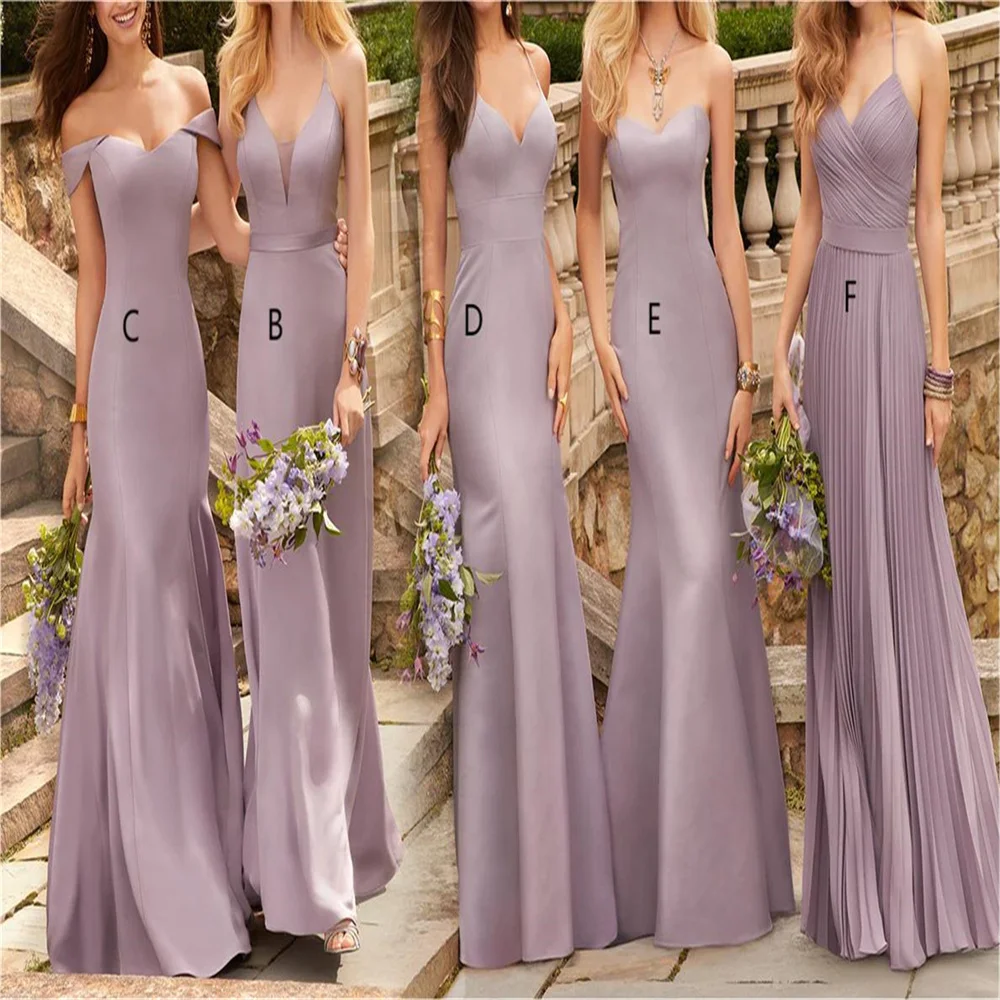 

Custom Mermaid Bridesmaid Dresses Plunge Halter One Shoulder Pink Purple Burgundy Multiple Styles Wedding Guest Newest