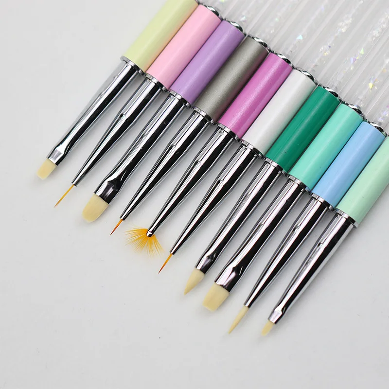 10Pcs Nail Brush Nails Art Dotting Pen Drawing Liner Supplies Brush UV Gel Painting Manicure Accessoires Tools