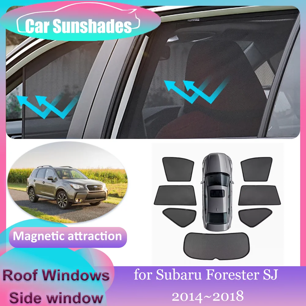 Автомобильные магнитные солнцезащитные козырьки для Subaru Forester SJ 2014 ~ 2018 боковые