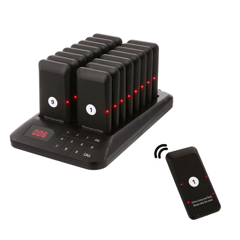 JIANTAO JT-911SV With 16 Vibrator Pagers Wireless Calling System For Restaurant Buzzer Hookah Shisha Coffee Shop Bar