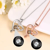 custom photo projection necklace for women personalized heart pendant with zircon customized valentines day gifts to lovers