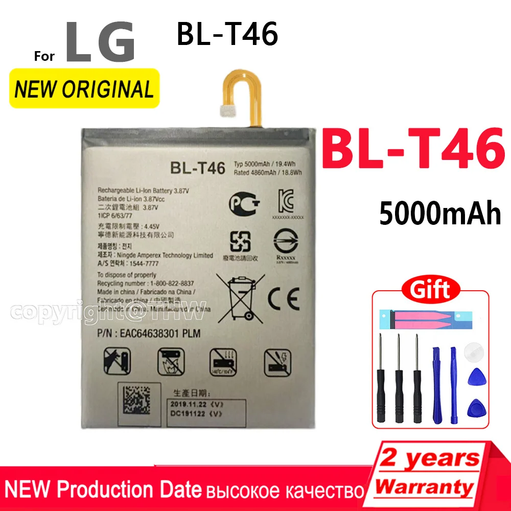 100% Оригинальный аккумулятор BL-T46 5000 мАч для LG V60 ThinQ LMV600VM V600VM V600QM5 батареи телефона