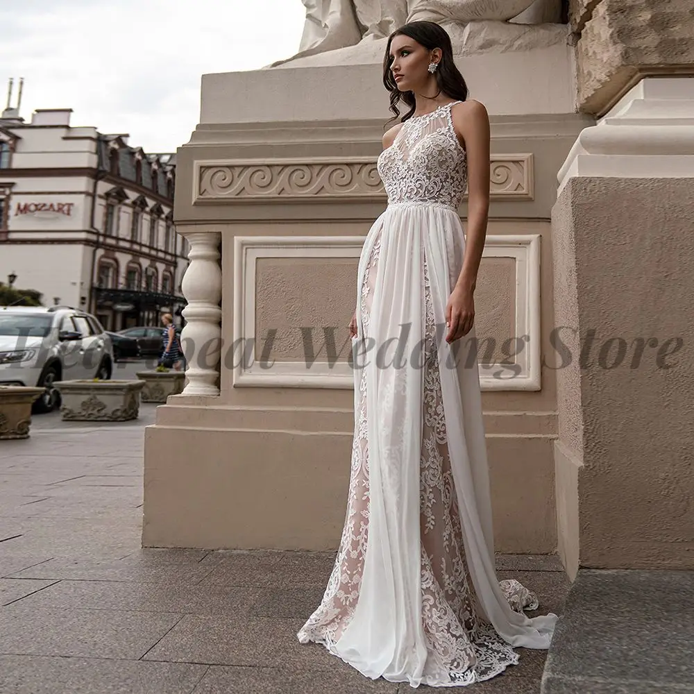 

Jewel Awesome Wedding Dress 2023 with Sleeveless Backless Court Train and Applique for Women A-Line Robe De Mariee