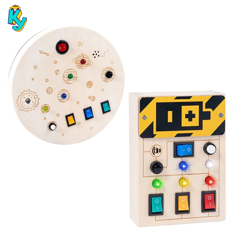 

Монтессори занятая доска СВЕТОДИОДНЫЕ кнопки переключатели провода светильник обучающая игрушка для детей малышей физика деревянные сенс...