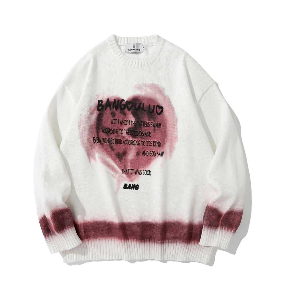 

Love Letter Print Knit Sweater 2022 Hip Hop Streetwear Casual Round Neck Pullover Autumn Winter Classic Harajuku Loose Clothes