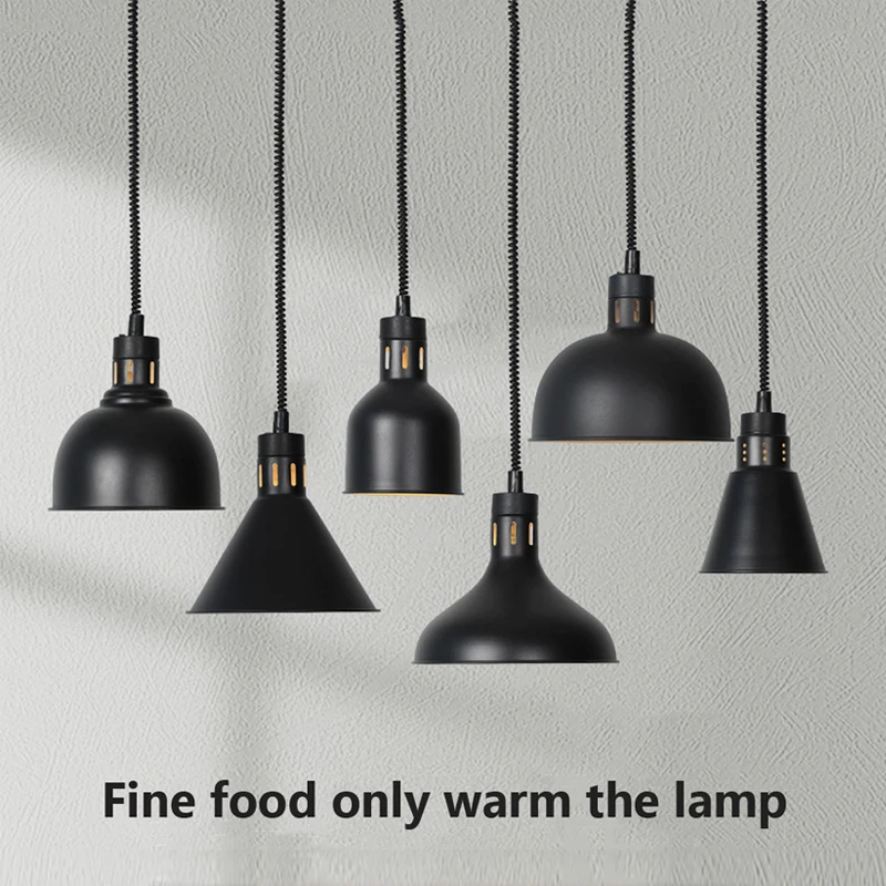 Retro Food Heating Pendant Light LED Industrial Restaurant Hotel Liftable Insulated Lamps Deli Retractable Iron Hanging Fixtures