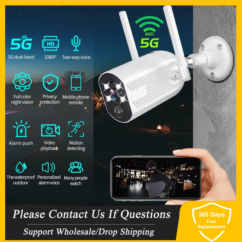 

HD 1080P 5G Wifi Surveillance Cameras Security Protection Automatic Tracking Outdoor Night Vision IP Camera Video Surveillance