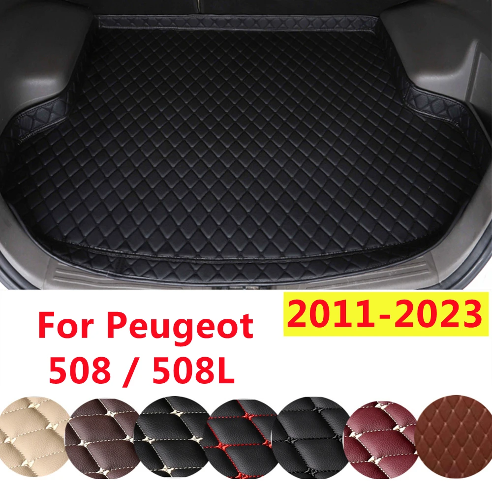 YJ High Side XPE Leather AUTO Accessories Car Trunk Mat Custom Fit For Peugeot 508 508L 2023-2011 Rear Cargo Liner Cover Carpet
