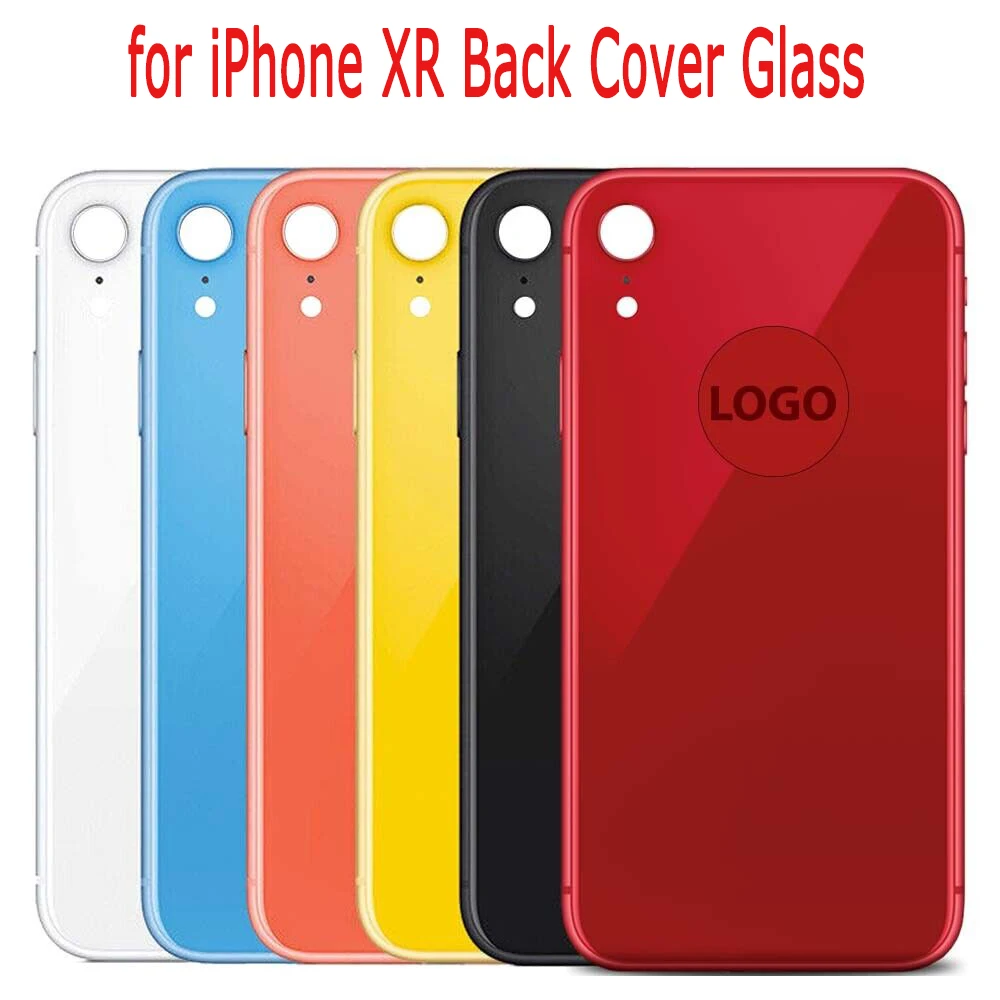 5PCS Big Hole Back Glass Replacement for iPhone XR Back Cover Glass with Doule Side for XR Glass Plate Battery Cover