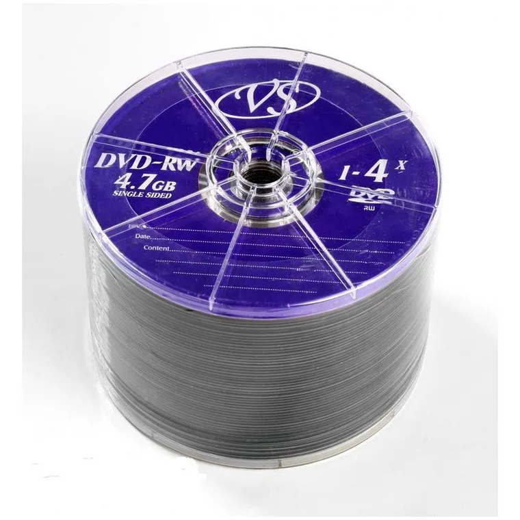 Диск DVD-RW VS 4 7GB 4x КОМПЛЕКТ 50шт BULK-спайка VSDVDRWB5001