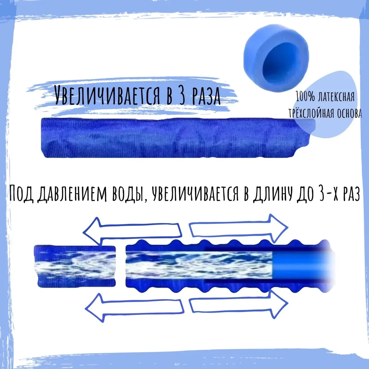 Садовый шланг растягивающийся гибкий водяной 22 5 метров для полива огорода мытья