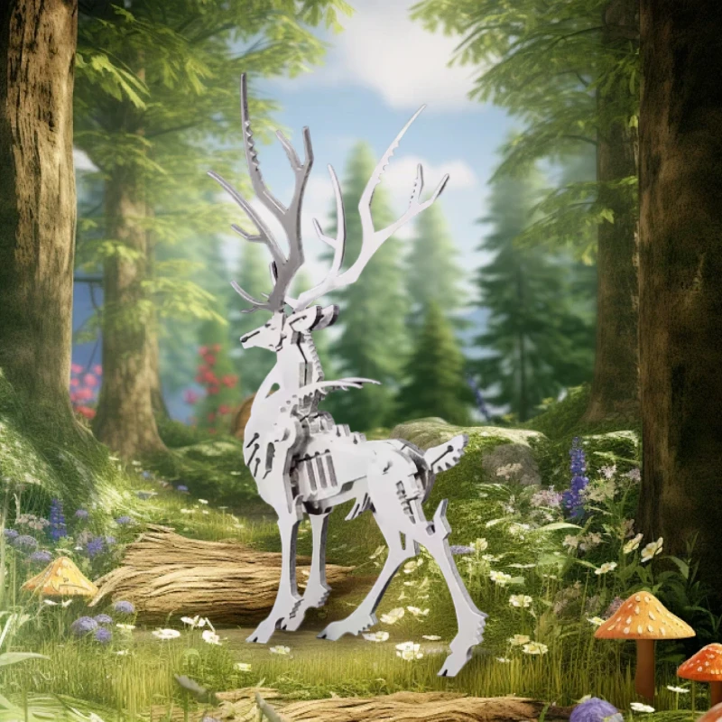 Металлическая 3D модель пазла в виде оленя съемная Головоломка из нержавеющей