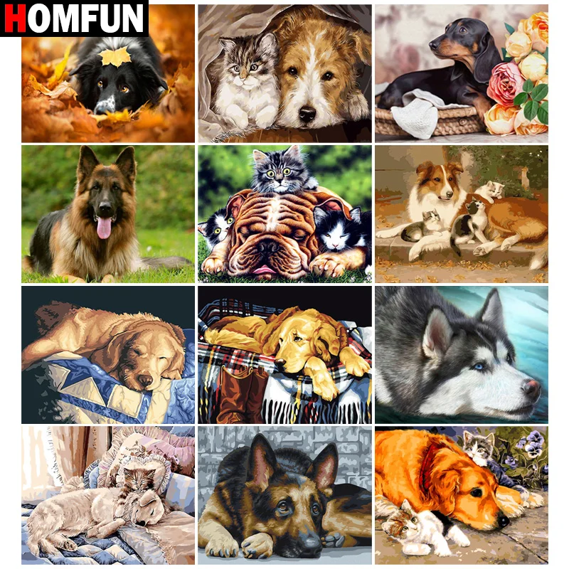 

Алмазная 3D картина HOMFUN «Собака», Набор для вышивки крестиком «сделай сам», квадратная, круглая вышивка