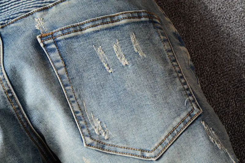 2022 New Street Fashion Brand Blue Jeans Men High Quality Skinny Stretch Y2k Hip Hop Ripped Pant Denim Trousers Vaqueros Hombres