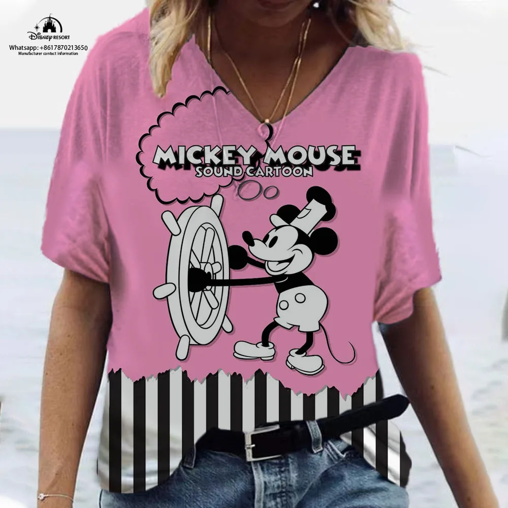 

20223 Summer Mermaid T-shirt Summer Short-sleeved V-neck T-shirt Ariel Princess T-shirt Girls Disney series casual T-shirt
