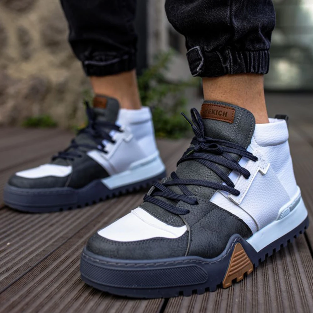 

Boots for Men Artificial Leather Gray Color Lace Up Spring and Autumn Season Sneakers Casual Solid Menswear Comfortable 2023 Fashion Ankle Basic Shoes Sewing Base Breathable Wedding Round Toe Canvas 57