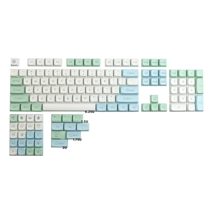 

Ice Crystal Mint Keycaps XDA Profile PBT Dye Sublimation Key Caps 130 Keys Keycap With 1.75u 2u Shift MAC 1.5U