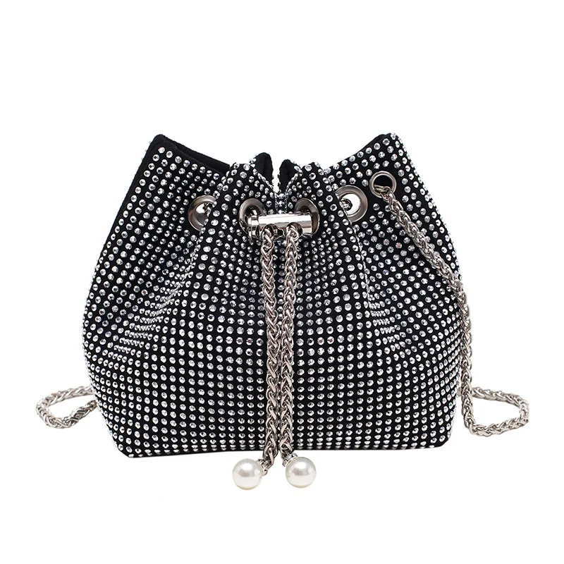 

Повседневная Дамская сумка-ведро, простая и стильная сумка через плечо с бриллиантами, 2022