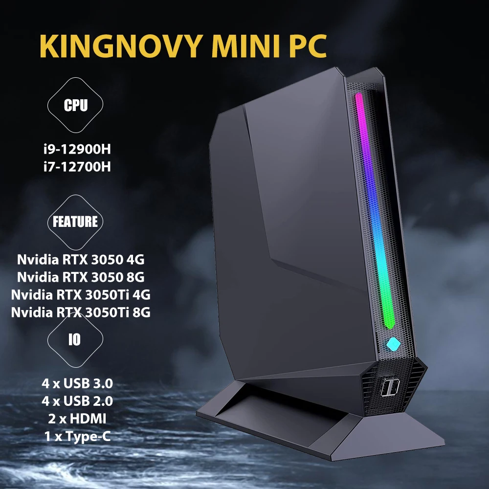 

Kingnovy RGB Light Mini Gaming PC Intel Core i9 12900H i7 12700H Processor Nvidia RTX 3050Ti 8G Laptop Version Desktop Computer