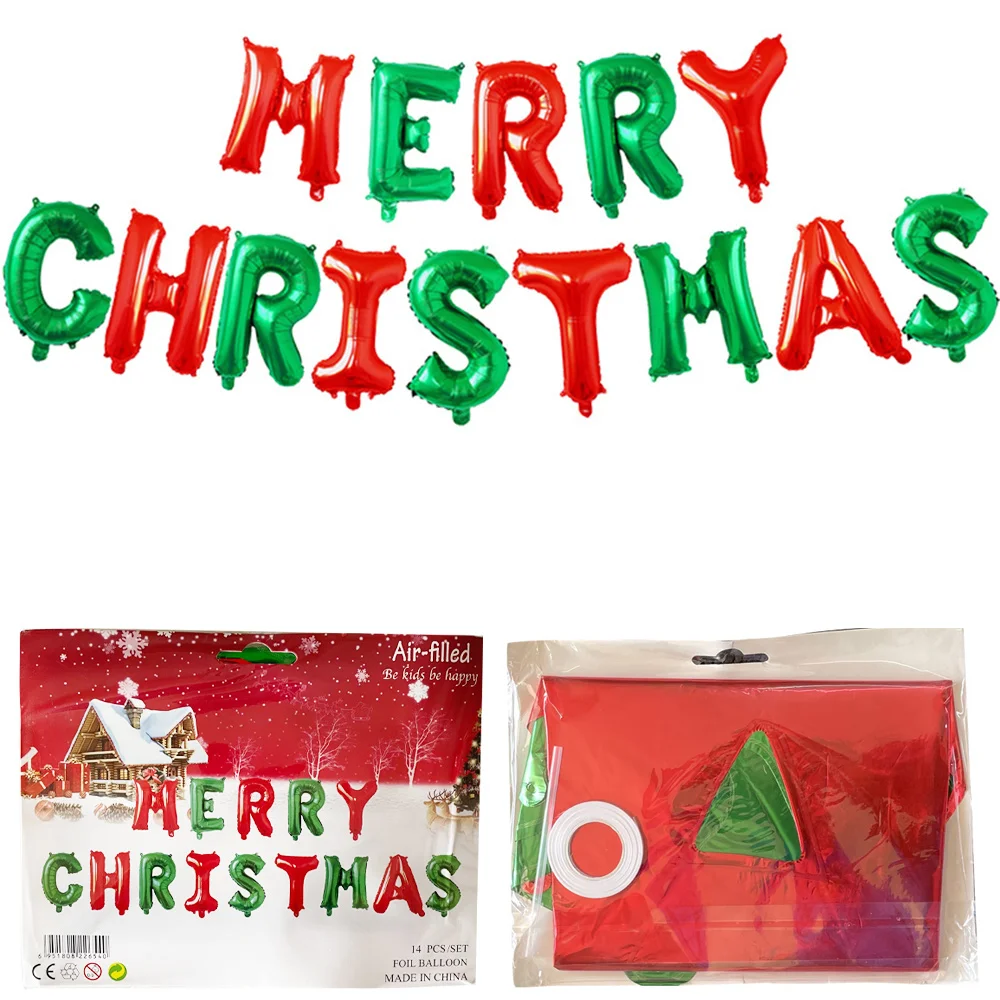 

2 набора, 16 дюймов, фольгированные шары "Merry Christmas", украшения вечерние, рождественские буквы с лентой, соломенный Декор