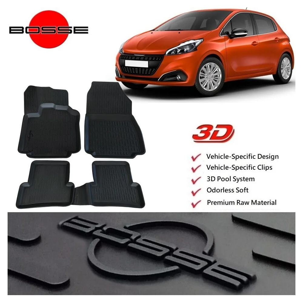 

3D Pool Car Mats for Peugeot 208 Between 2013 2019 Auto Interior Carpet Protector Accessories Rubber Luxury Floor Non Slip