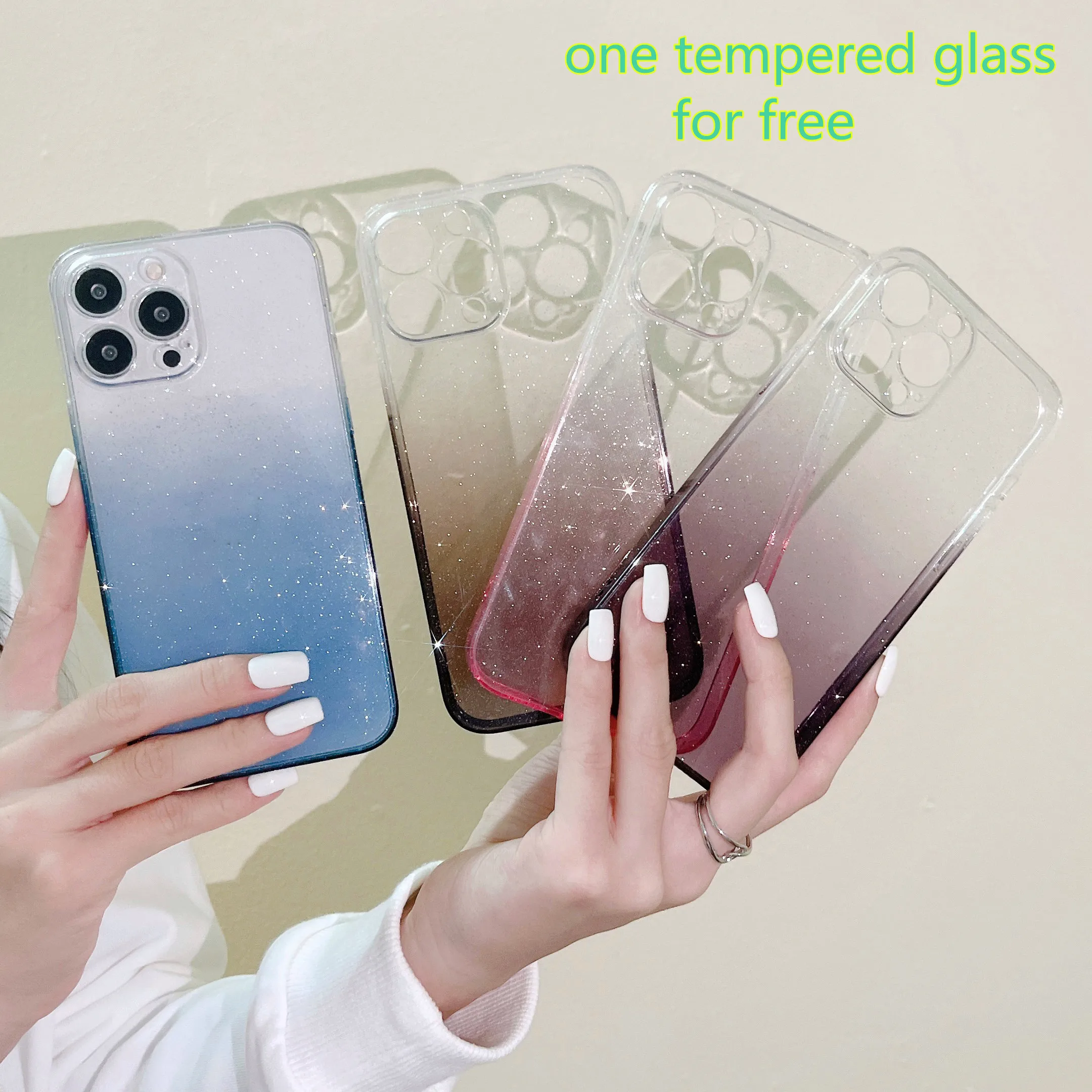 

Glitter Crystal Case For iPhone 13 Pro Max Gradient Glitter Case for iPhone 12 Funda iPhone 12 Pro Transparent Cover iPhone 13