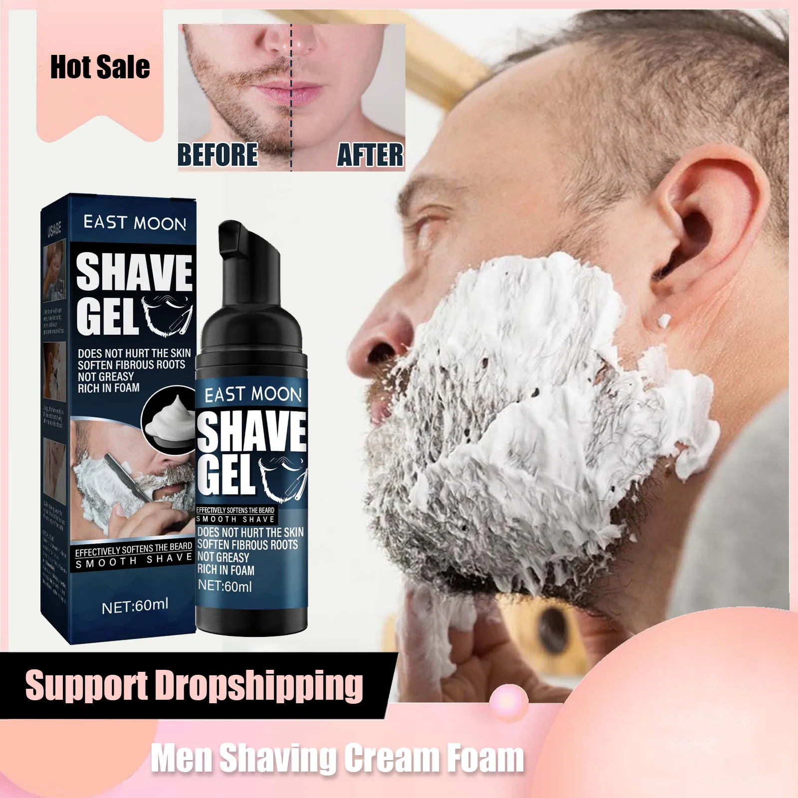 

Shaving Cream Foam Gentle Soft Beard Reduce Friction Manually Shave Moustache Remover Moisturizing Painless Shaving Gel for Men