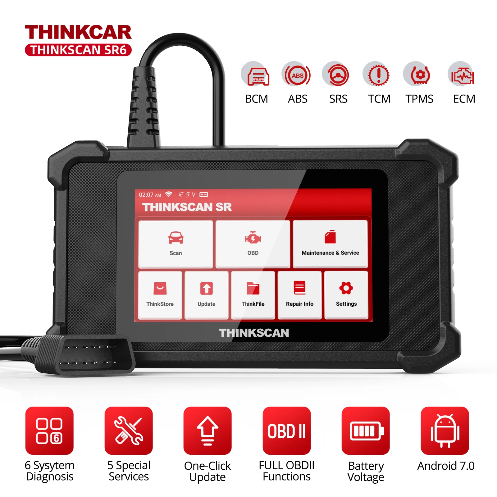 

Thinkcar Thinkscan SR6 OBD2 Scanner For Car Scan Tools ENG ABS SRS Transmission TPMS Diagnoses Vehicle Code Reader Auto Scanner