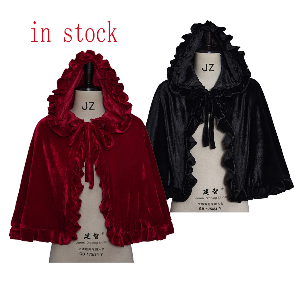 

(in stock) Victorian Dickens Steampunk Cloak Costume Victorian Gothic Medieval Lolita Steampunk Collar Capelet Women Short Cape