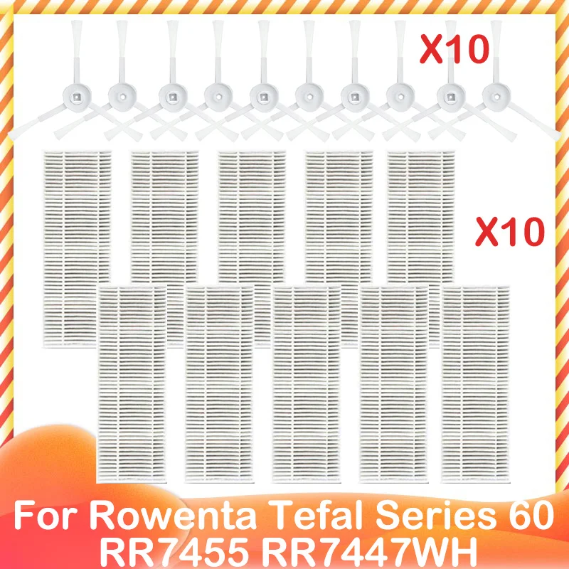 

For Rowenta Tefal Explorer X-Plorer Serie 60 RR7455 RR7447WH Robot Vacuum Cleaner Spare Hepa Filter Side Brush Accessories Parts
