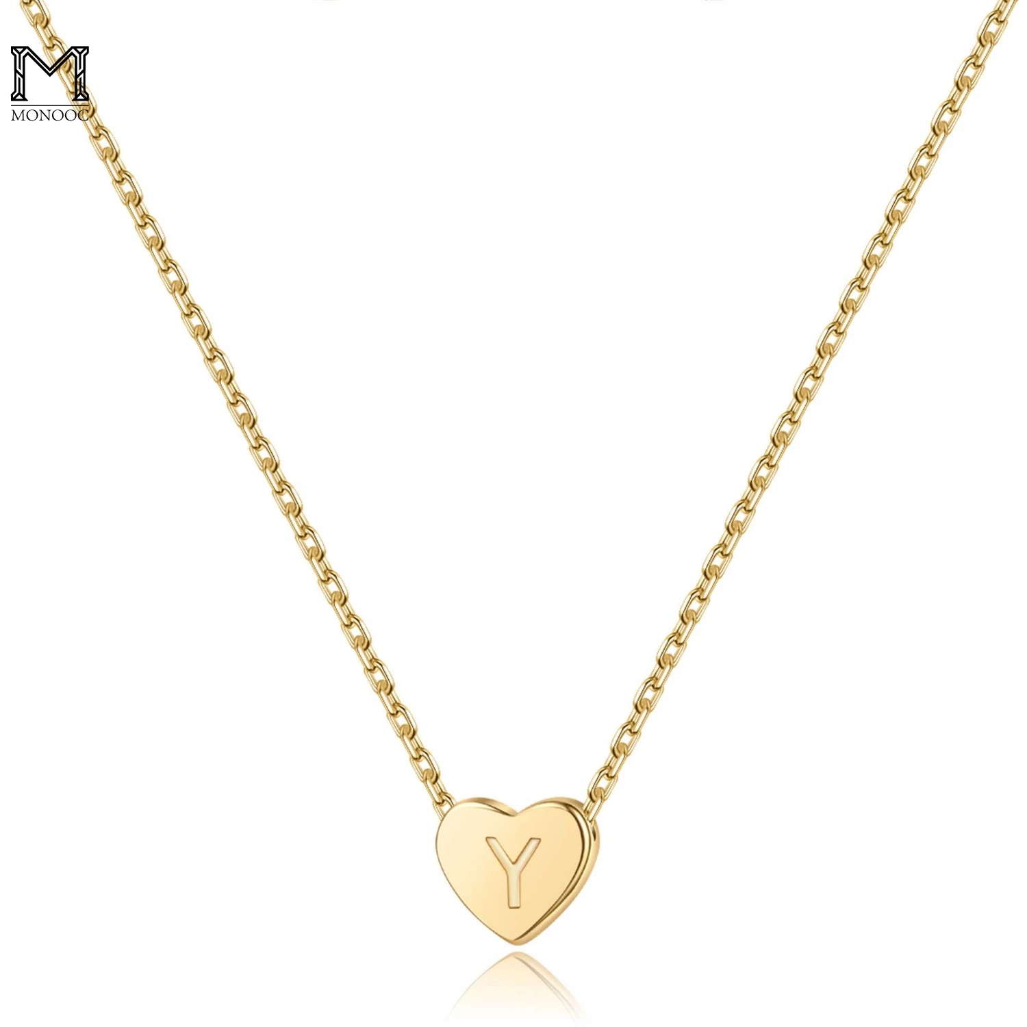 

MONOOC S925 Sterling Silver Heart Initial Necklace Gold 14K Gold Plated Dainty Tiny Alphabet Necklace for Women Girls Kids