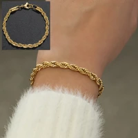 5mm gold bracelet for women men twist rope chain stainless steel jewelry charms flash bangle multiple sizes christmas gift
