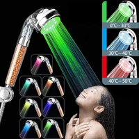 led shower head 37 color changing temperature control high pressure water saving handheld mineral anion filter bathroom shower