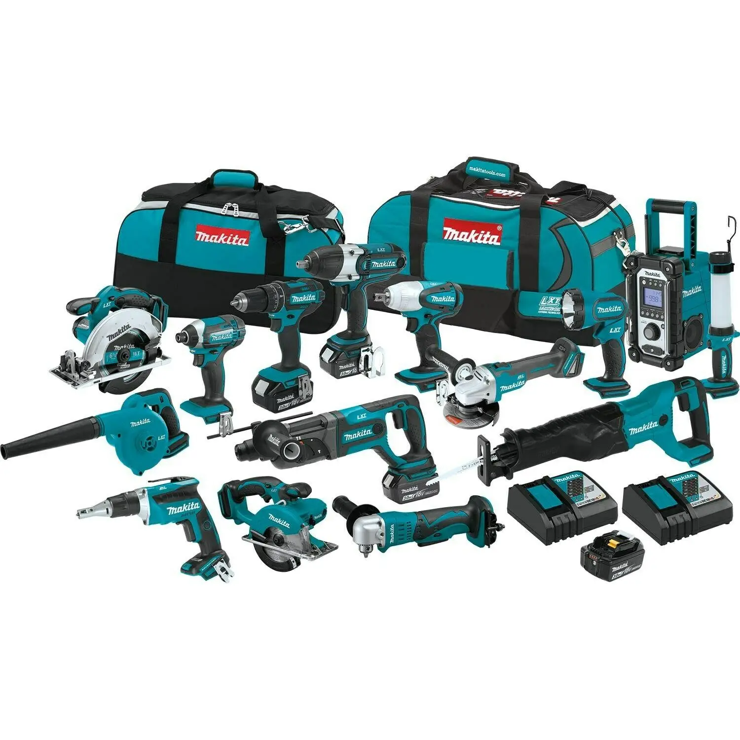 

Authentic Buy With Confidence New ORIGINAL WITH WARRANTY Complete Makitas LXT1500 18-Volt LXT Lithium-Ion Cordless 15-Piece Comb
