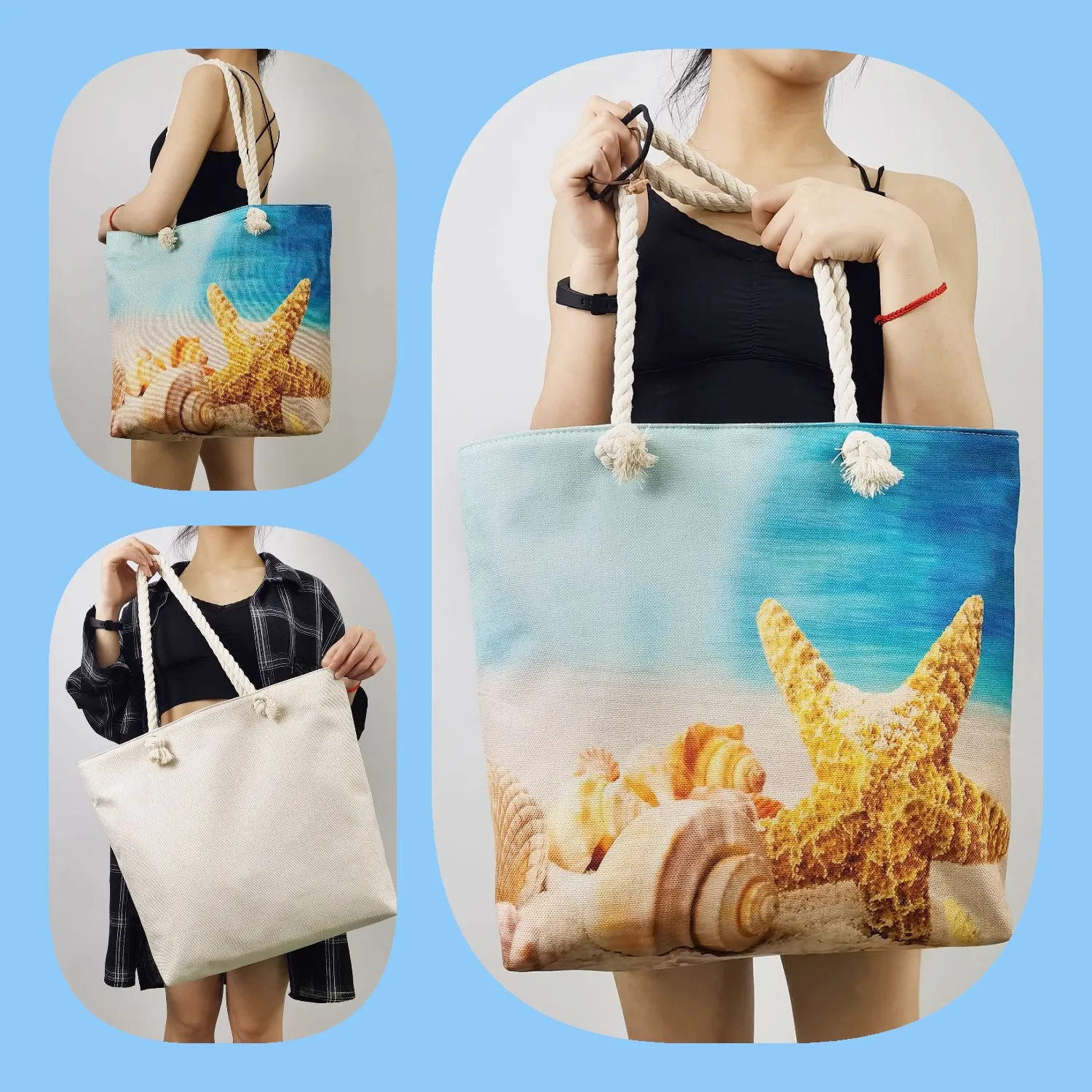 Женская сумка с принтом Эйфелевой башни дорожная пляжная плотным