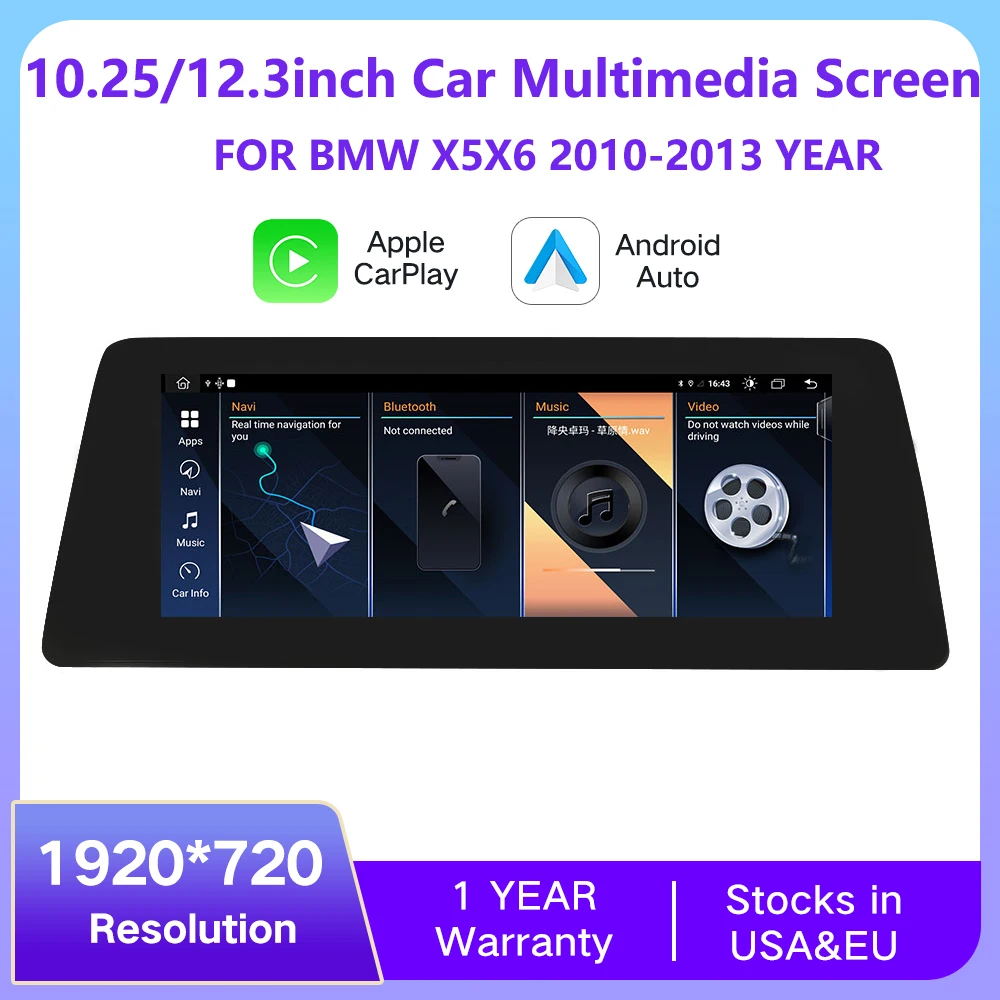 Фото Автомобильное мультимедийное радио для BMW X5 X6 CIC 2010 2011 2012 2013, навигационная система 10,25 