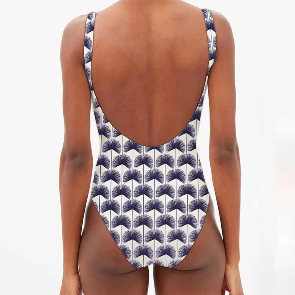Blue and White Plaid Print Swimsuit One Piece Simple Sexy Bikini High Waist Sexy Backless Beachwear 2022 Fashion
