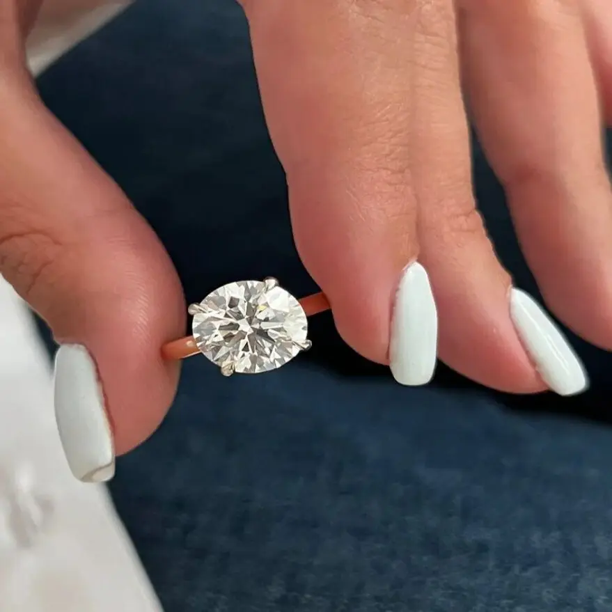 Кольцо AEAW с бриллиантами женское круглое из белого золота 14 карат